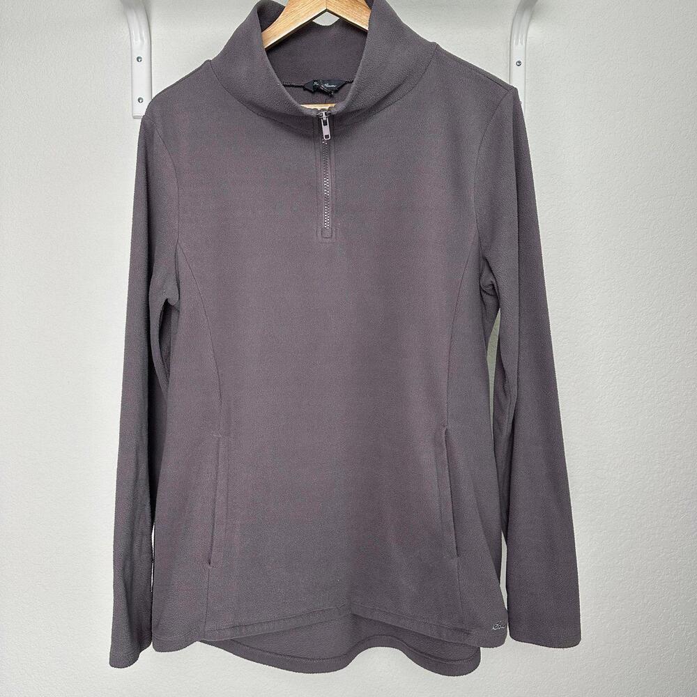 L Womens Eddie Bauer Fleece 1/4-Zip Pullover Sweater - Color SHARK or Purple - Picture 3 of 5